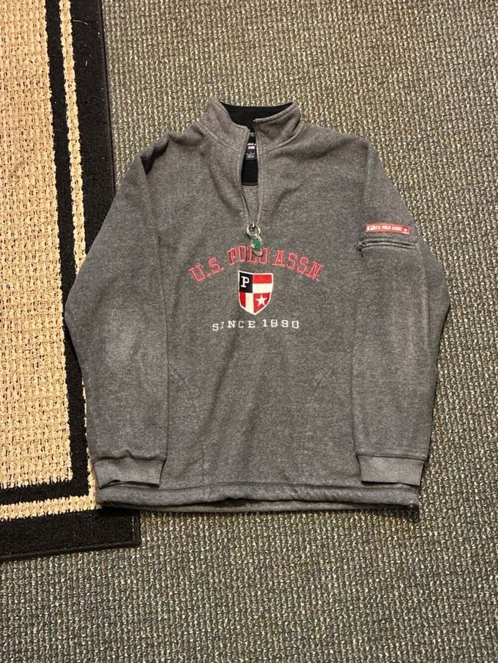 U.S. Polo Assn. Gray Quarter Zip Pullover Sweatshirt Size S